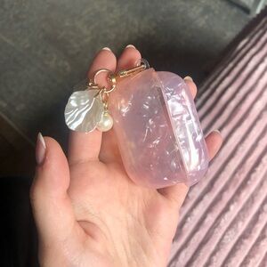 Iridescent Pink Pearl AirPod Case Keychain
